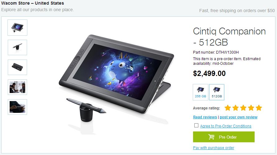 相変わらず海外ではプレオーダー継続中のCintiq Companion